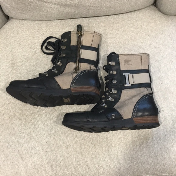 Sorel Major Carly boot size 9 leather and canvas zip lace up snow boot NWOT - Picture 3 of 9